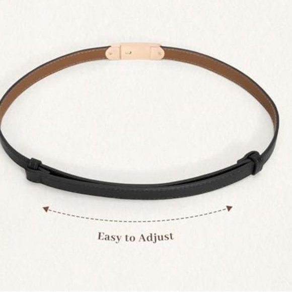 Skinny Women Belt Thin with Alloy Turn Lock Black - Picture 4 of 5